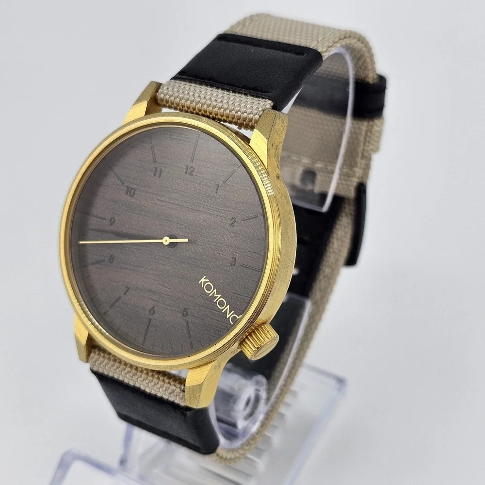 Komono Winston Men's Watch 42MM Brown Dial NEW Tan Nylon Bands‎ NEW Battery